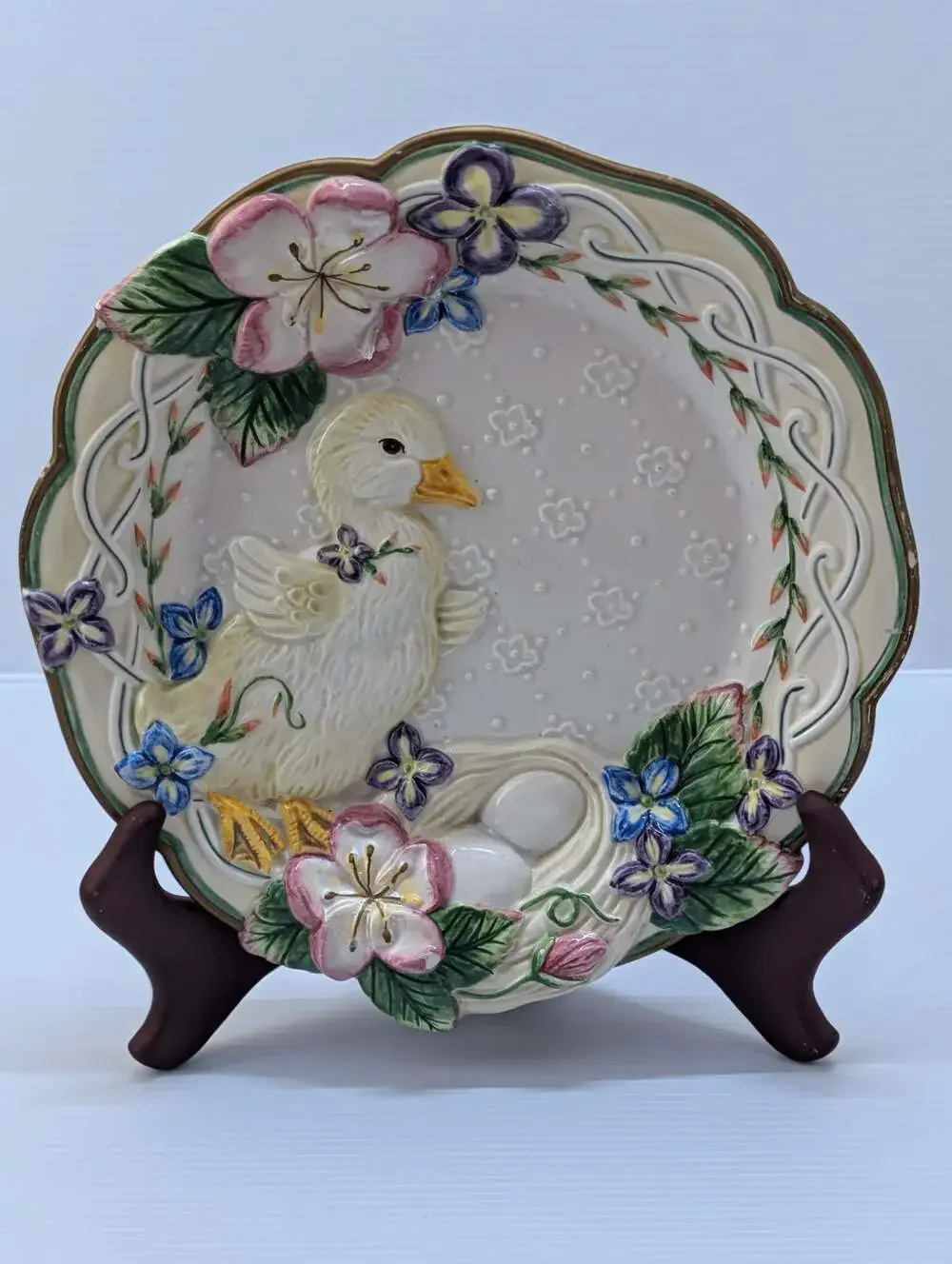 Vintage Fitz and Floyd Classics 3D Spring Easter Duck Chick and Floral Decorativ